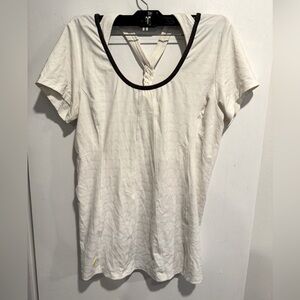 LOLE athletic top braided neck off shoulder white gym moisture wicking street M